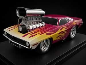 Muscle Machines 1:18 Diecast 1970 Plymouth Cuda Pink Flame Blown Pro Street Car